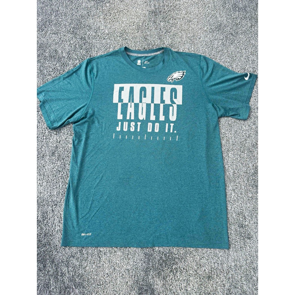 Nike Philadelphia Eagles T Shirt Mens XXL Green Dri Fit Just Do It NFL Football